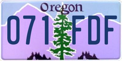 OR license plate 071FDF