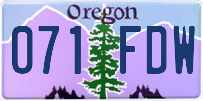 OR license plate 071FDW