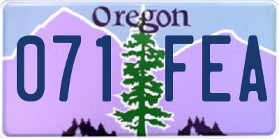 OR license plate 071FEA