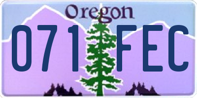 OR license plate 071FEC