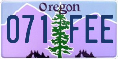 OR license plate 071FEE
