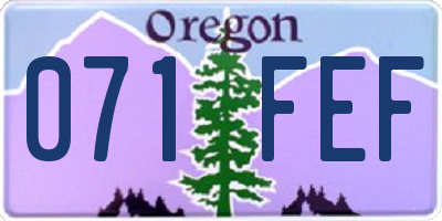 OR license plate 071FEF