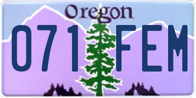 OR license plate 071FEM