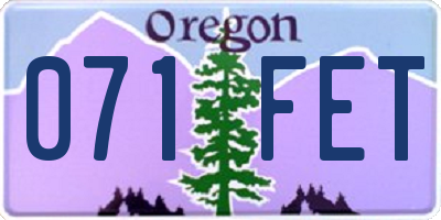 OR license plate 071FET
