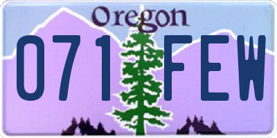 OR license plate 071FEW