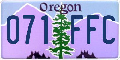 OR license plate 071FFC