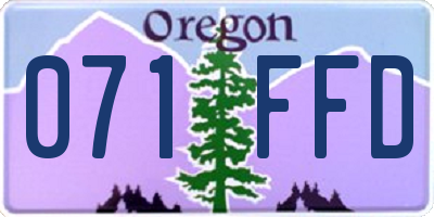 OR license plate 071FFD