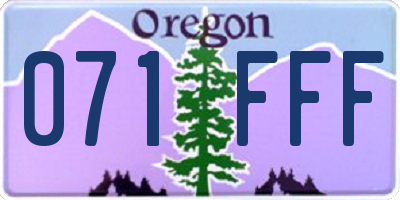 OR license plate 071FFF