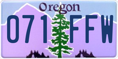 OR license plate 071FFW