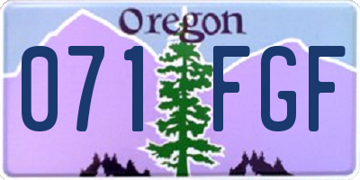 OR license plate 071FGF
