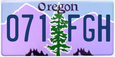 OR license plate 071FGH