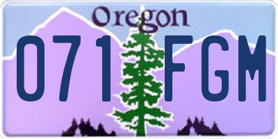 OR license plate 071FGM
