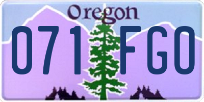 OR license plate 071FGO