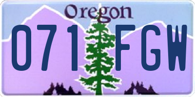 OR license plate 071FGW