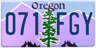 OR license plate 071FGY