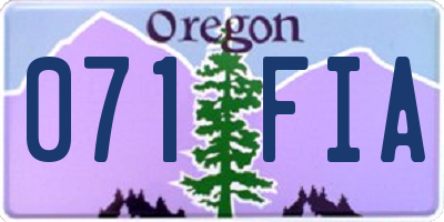 OR license plate 071FIA