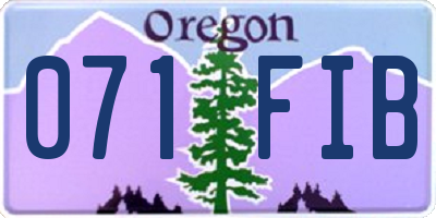 OR license plate 071FIB