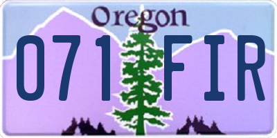 OR license plate 071FIR