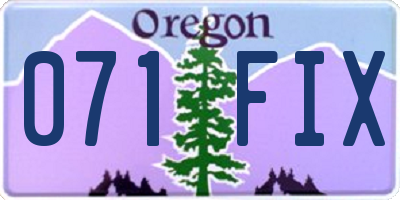 OR license plate 071FIX
