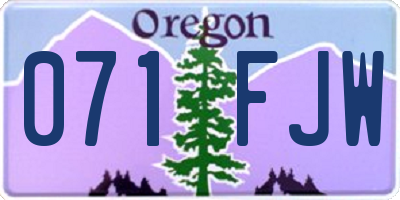 OR license plate 071FJW