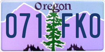 OR license plate 071FKO