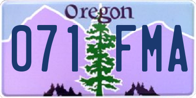OR license plate 071FMA