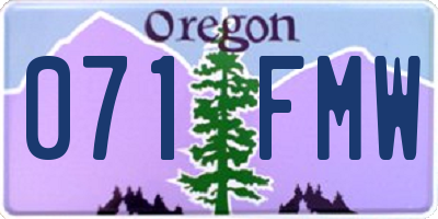 OR license plate 071FMW