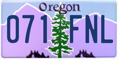 OR license plate 071FNL