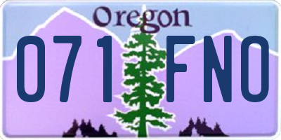 OR license plate 071FNO