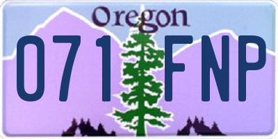 OR license plate 071FNP