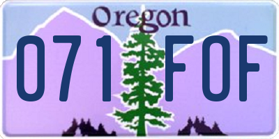 OR license plate 071FOF