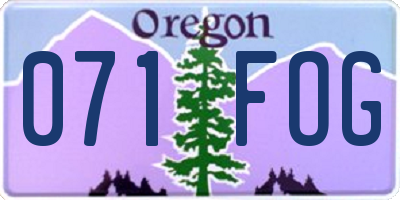 OR license plate 071FOG