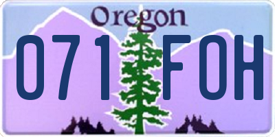 OR license plate 071FOH