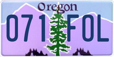 OR license plate 071FOL