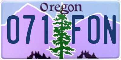 OR license plate 071FON