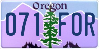 OR license plate 071FOR