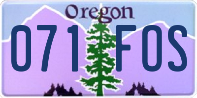 OR license plate 071FOS