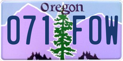OR license plate 071FOW