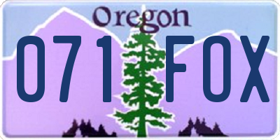 OR license plate 071FOX