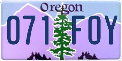 OR license plate 071FOY
