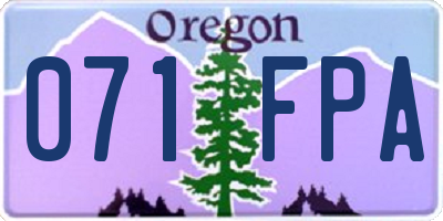 OR license plate 071FPA