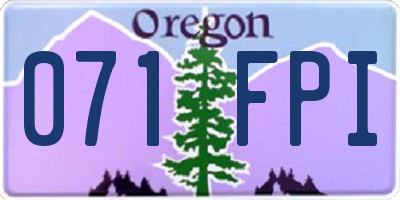 OR license plate 071FPI