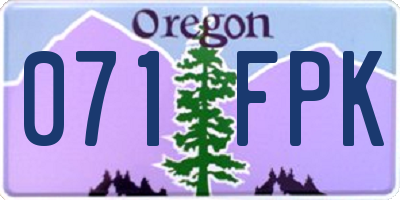 OR license plate 071FPK