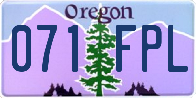 OR license plate 071FPL