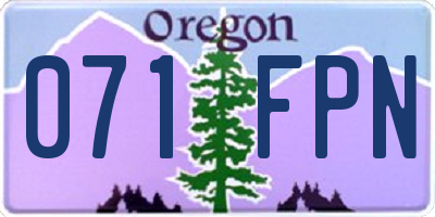 OR license plate 071FPN