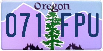 OR license plate 071FPU