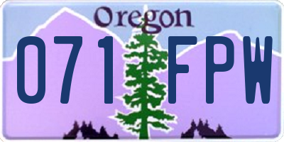 OR license plate 071FPW