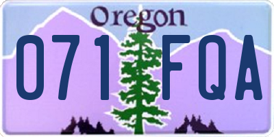 OR license plate 071FQA