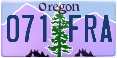OR license plate 071FRA