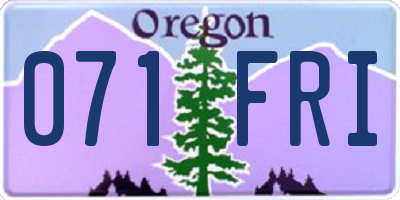 OR license plate 071FRI